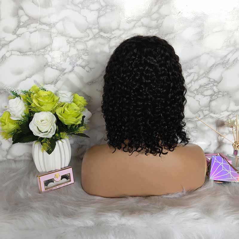 Brazilian human hair curly bob lace frontal wig for African American