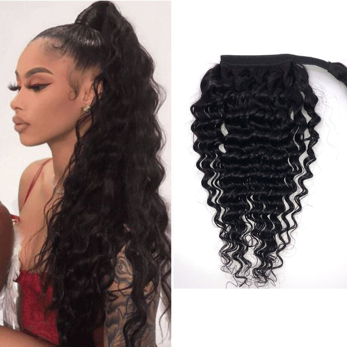 Deep Wave Human Hair Clip-in Ponytail