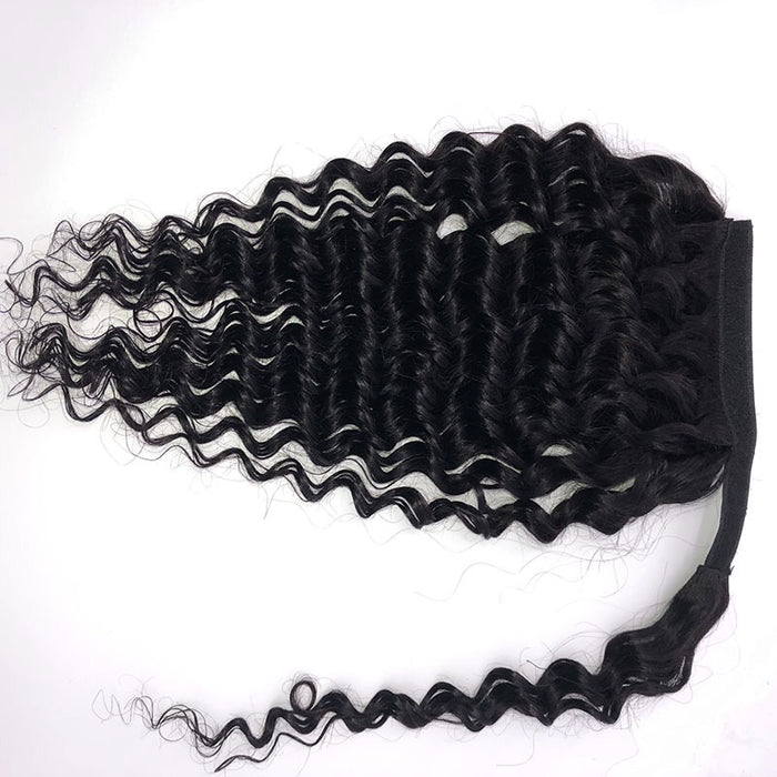 Deep Wave  human hair clip-in Ponytail for African American