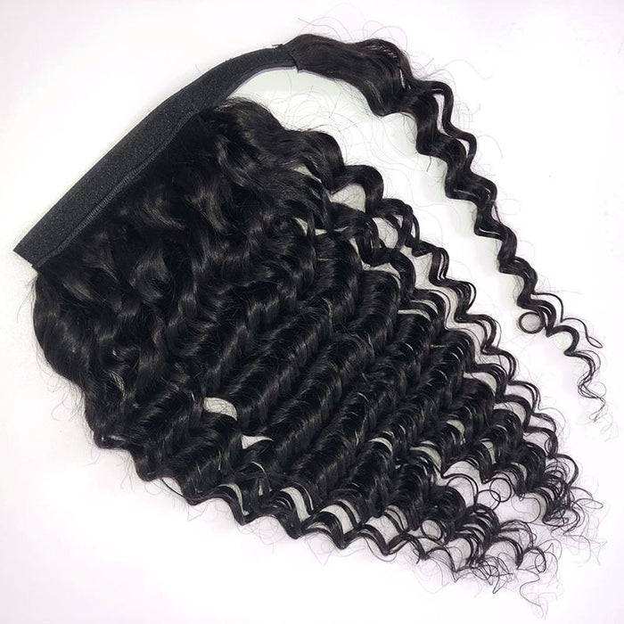 Deep Wave Human Hair Clip-in Ponytail fo rblack women