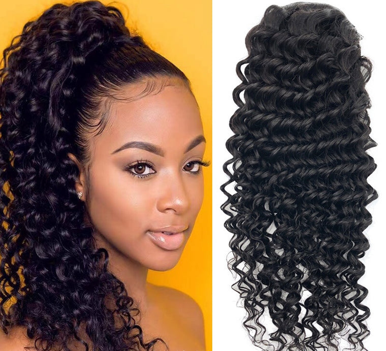 Deep Wave Human Hair Ponytail Brazilian Hair 100gram for Black Women