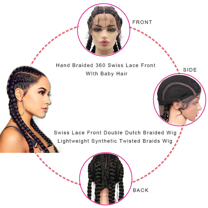 Double Dutch Braided Wigs with Baby Hair for Women surprisehair