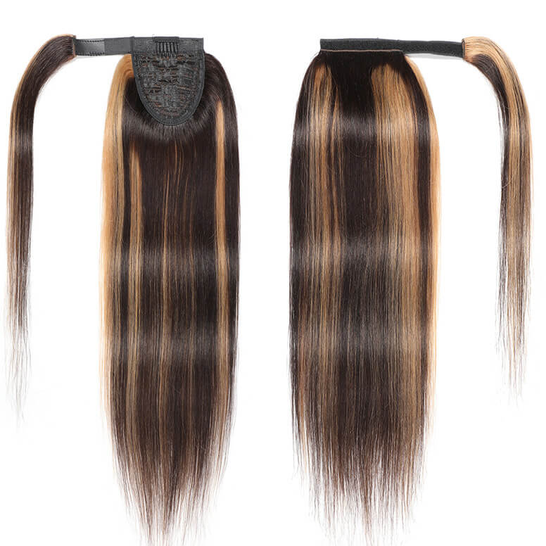 Highlight Human Hair Clip-in Ponytail _P4_27 Straight