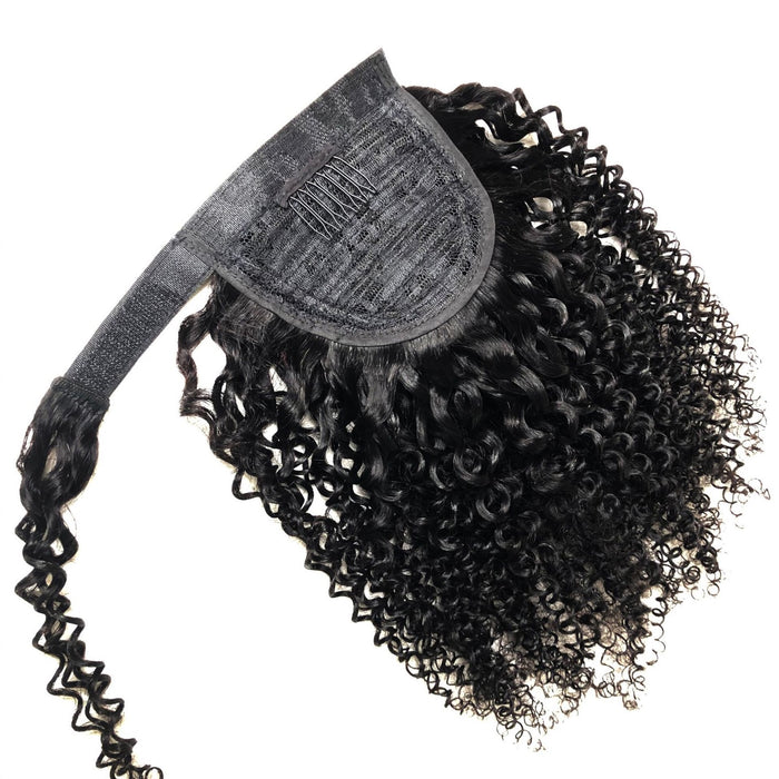 Human Hair Kinky Curl Clip-in Ponytail  Black Curly Ponytail Extension