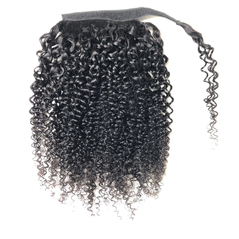 Human Hair Kinky Curl Clip-in Ponytail  Black Curly Ponytail Extension
