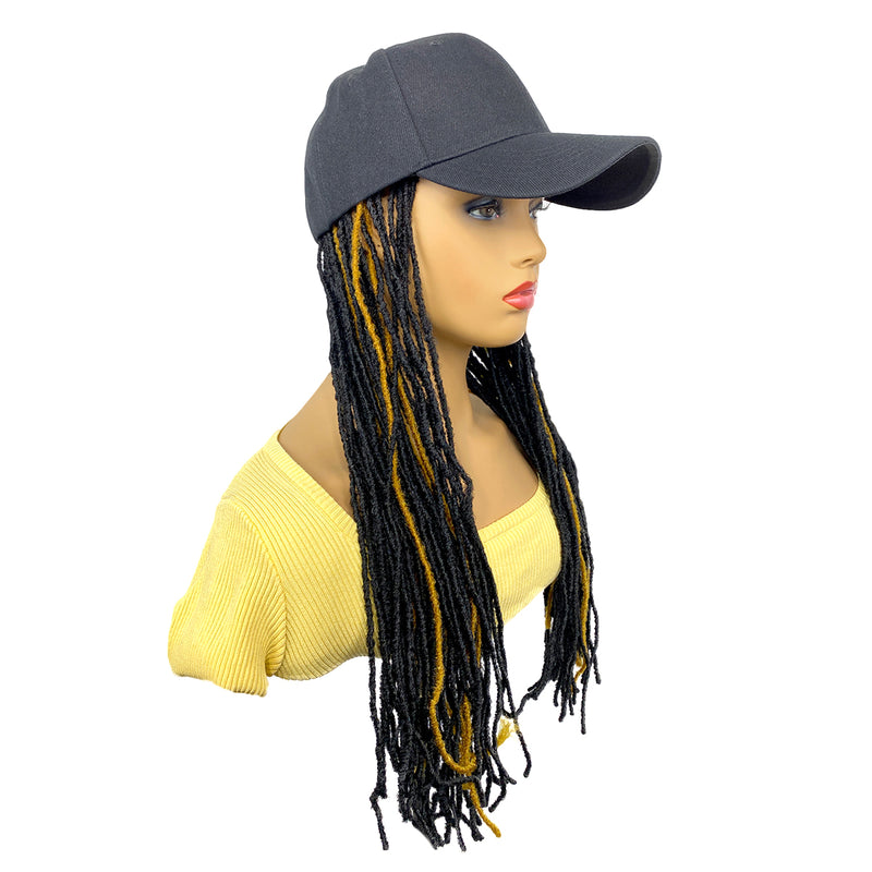 20inch Long Black Baseball Cap With Micro Dreadlock Braids Hat Wigs for Black Women(#P1B27, 20″)