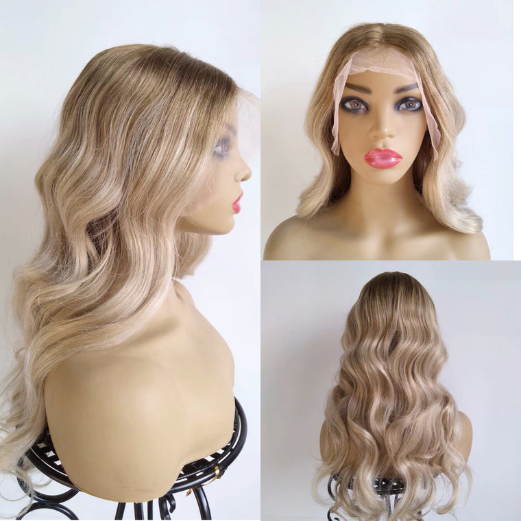 Honey Blonde Highlight Lace Front Wig Body Wave Human Hair Surprisehair
