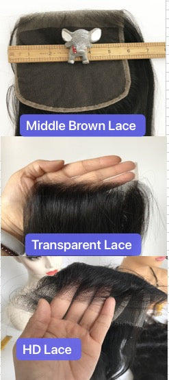 Brazilian hair Lace Closure Straight 4x4 Middle Part for African American