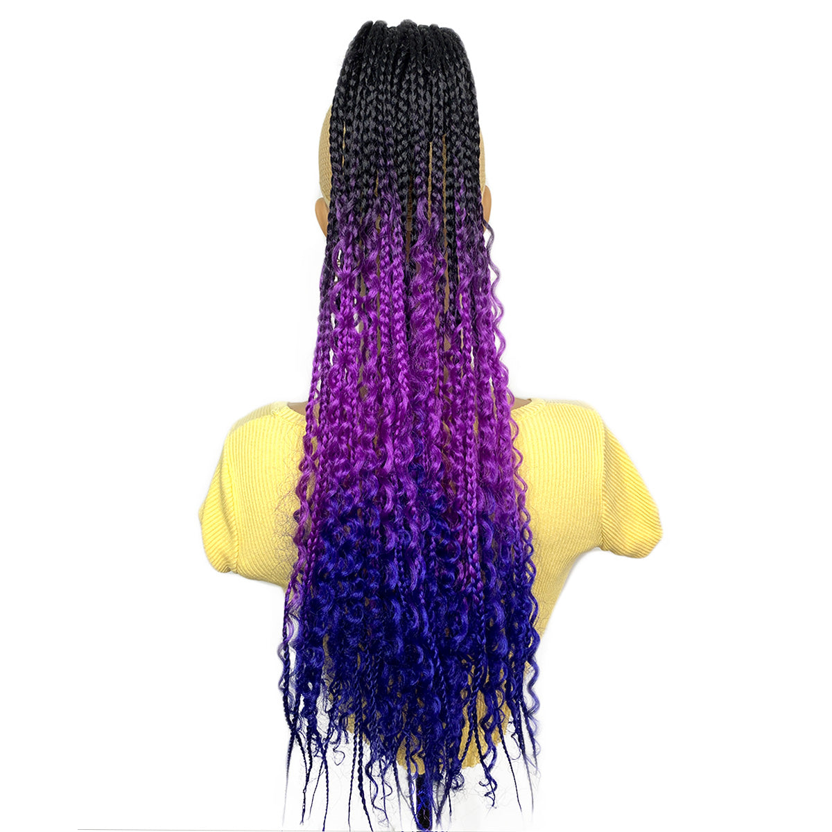 Ombre Braided Ponytail Drawstring Box curly Braid Ponytail Extension ...