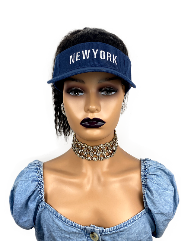 BLUE BLACK Hat Wig Black Hair with Hat Black Baseball Cap with Hair for Black Women
