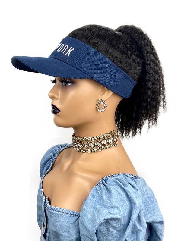 Hat Wig Black Hair with Hat Black Baseball Cap with Hair for Black Women