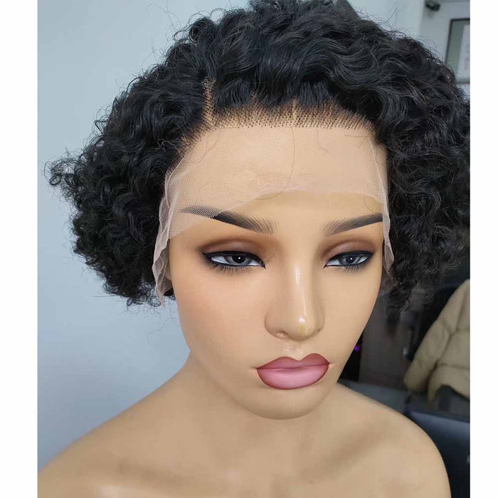 Kinky Curly Pixie Cut Wig Human Hair Lace Front Wigs for Black Women