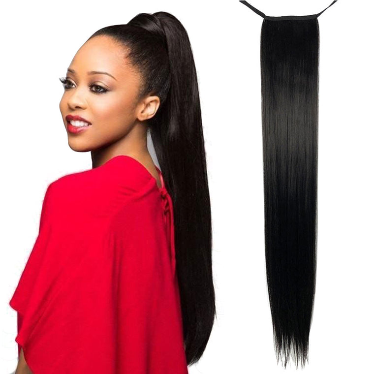 30inch Long Ponytail Straight Synthetic extension Hairpiece For Women