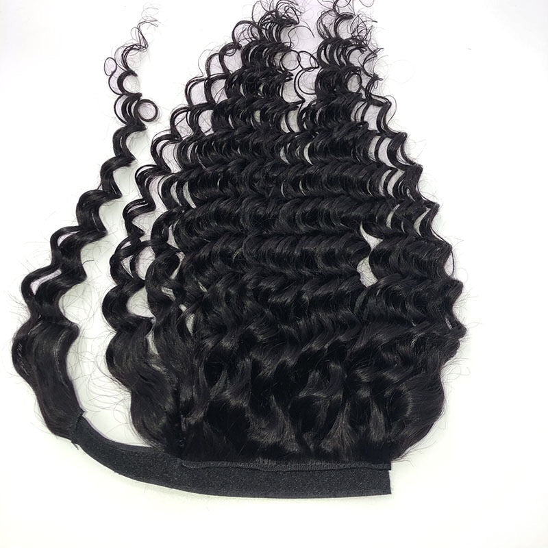 Long Deep Wave Human Hair Clip-in Ponytail