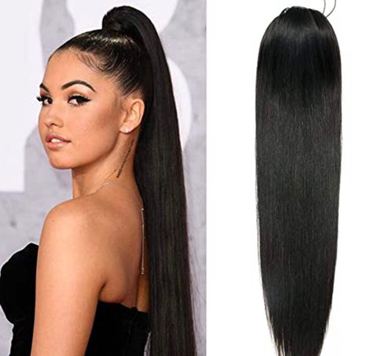 Natural Straight Brazilian Hair Ponytail for black women