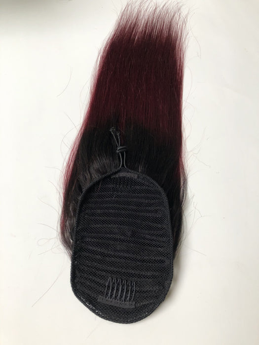 Red Ombre Human Hair Ponytail