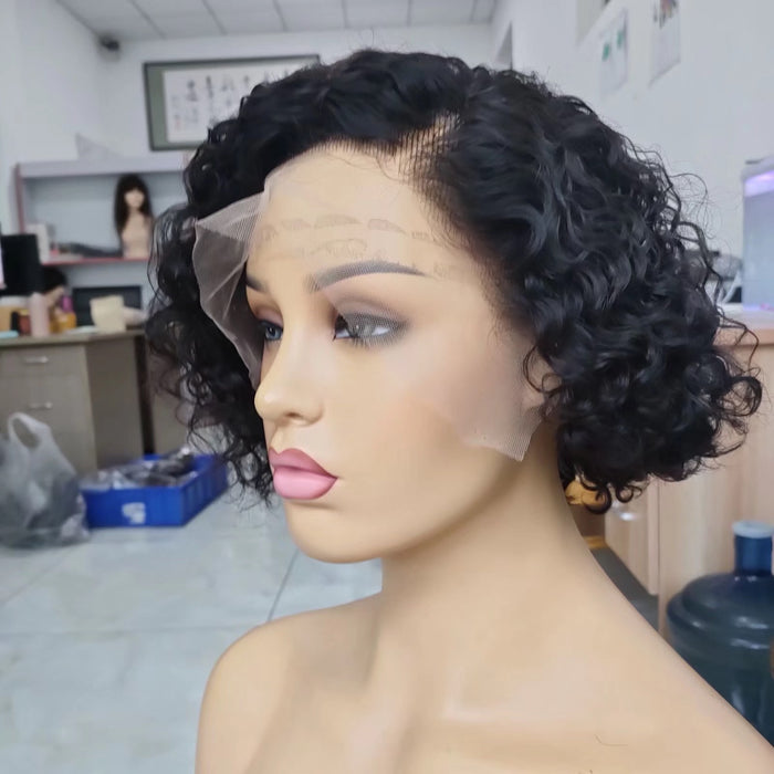 Short Curly Pixie Lace Front Wigs Human Hair 13x4 Lace Wig for Black Women