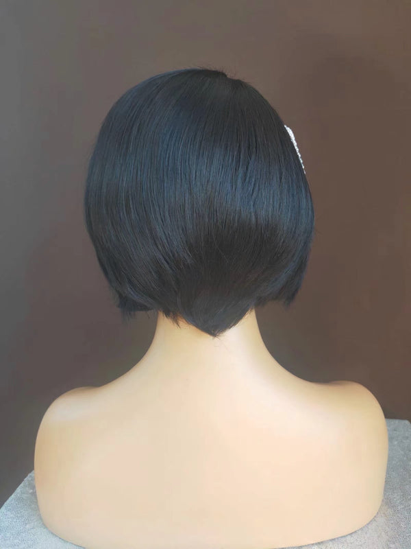 Short Pixie Cut Bob Wig Human hair Lace Frontal Wig  for African American