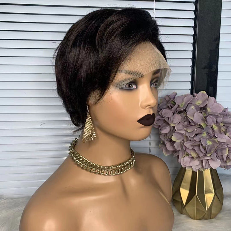 Short Pixie Cut Wig For African American Black Human Hair Lace Wig