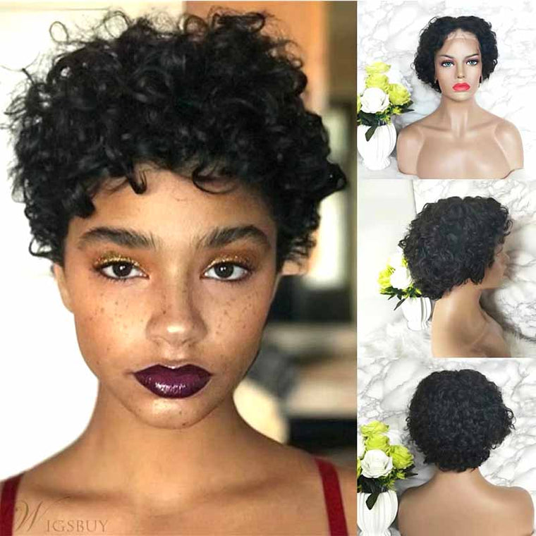 Curly Pixie Cut Lace Wig Human Hair Short Lace Wig for Black Women