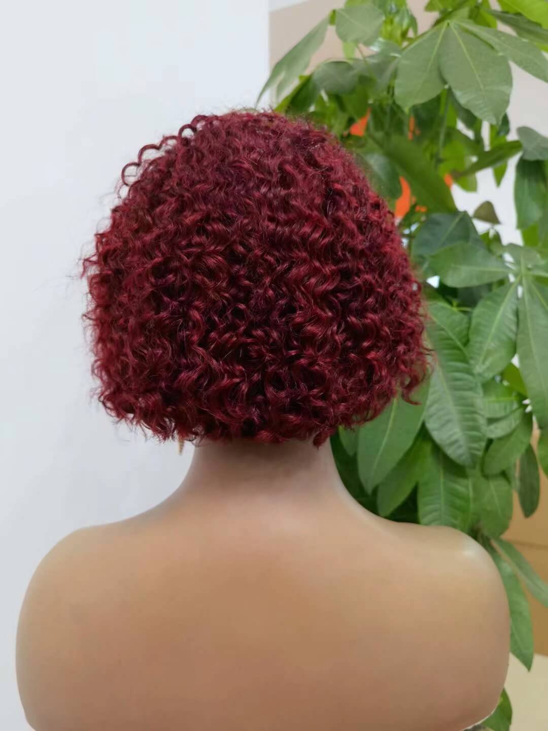 Short  BOB Curly Lace Wig #99J T-part lace Wig for African American