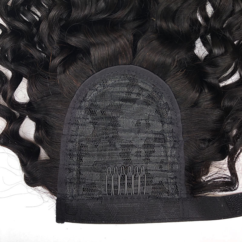 Water Wave Human Hair Ponytail Clip-in Hair for african American