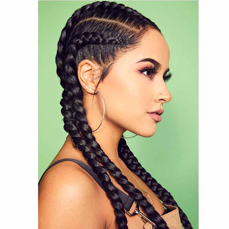 Synthetic Black Long Braided Lace Front Wigs For African American Surprisehair