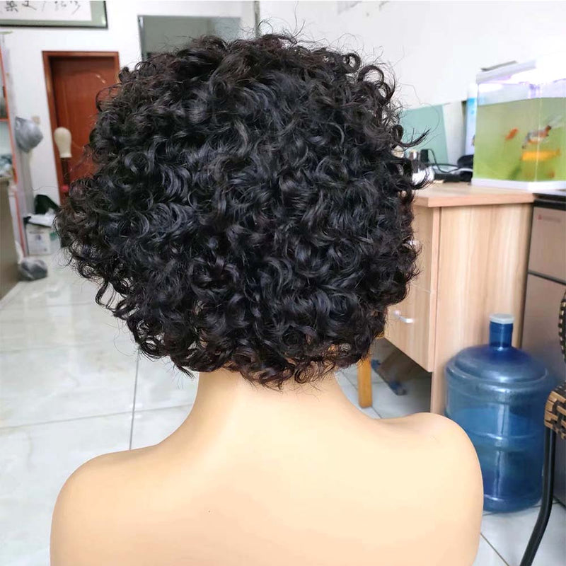black curly pixie cut lace wig