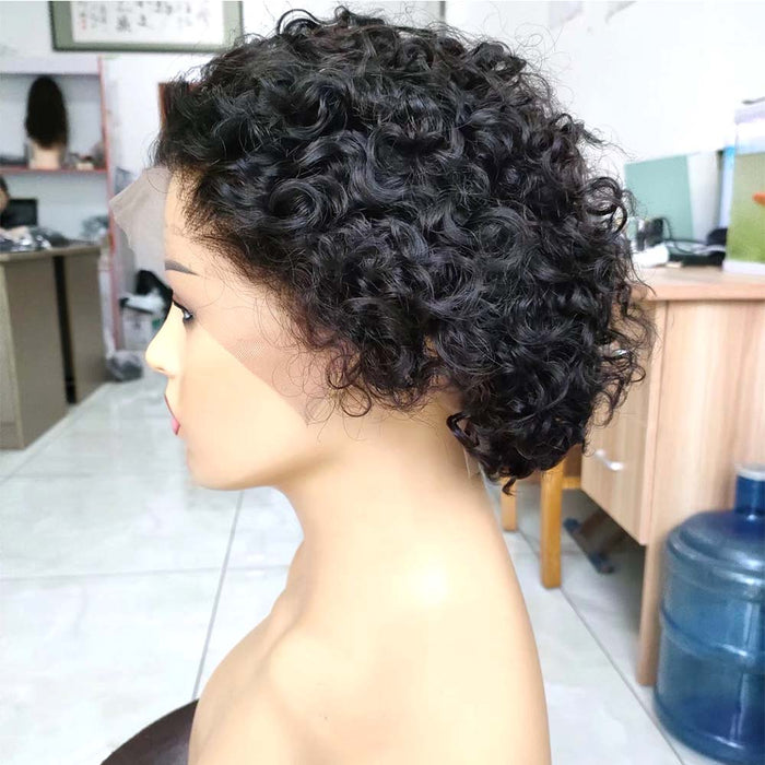 black curly pixie cut wig for black women