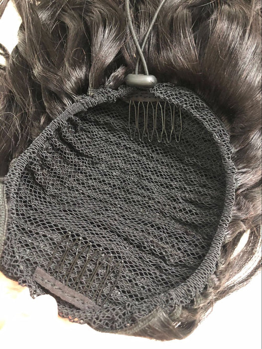 black natural wave human hair ponytail