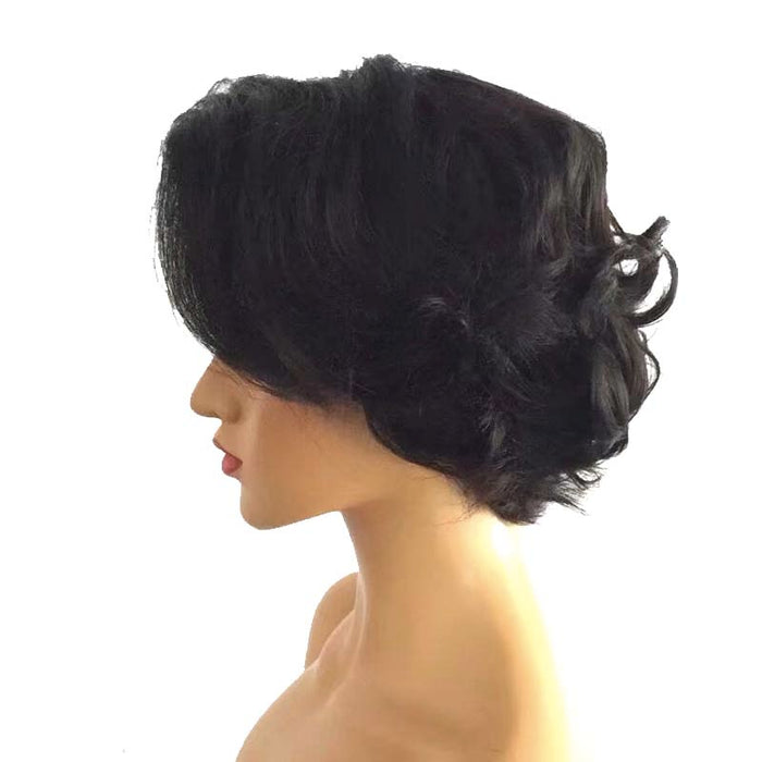 black short brazilian hair pixie cut wig wave