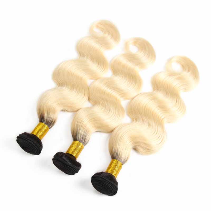 blonde hair dark roots bundles body wave 