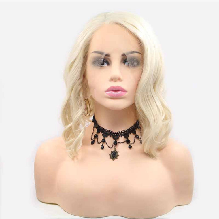 Blonde Short Wig Waves Synthetic Lace Wig Quality Lace Wig
