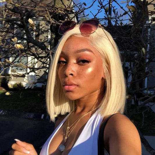 blonde short bob lace wig for black women