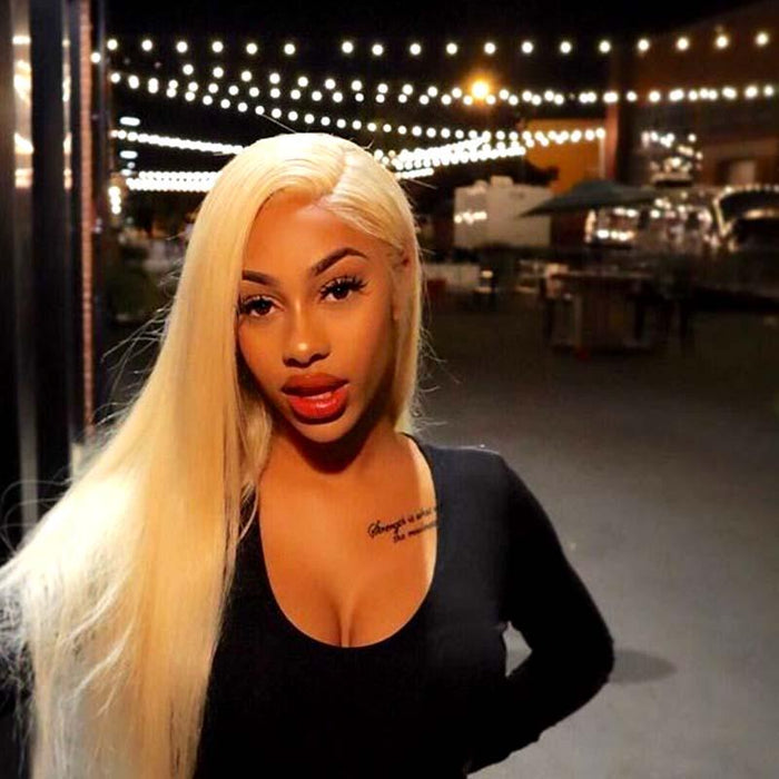 blonde straight lace wig for black women