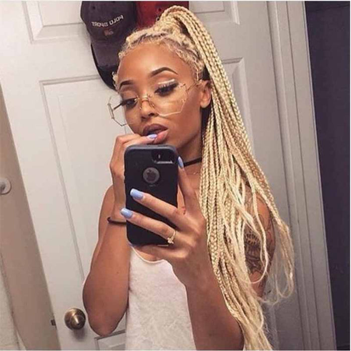 blonde box braids lace wig for black women