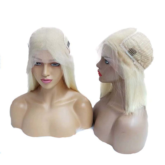 blonde human hair bob lace wig for black women