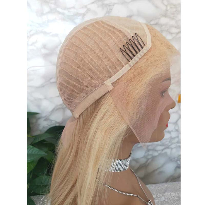 blonde human hair lace wig straight