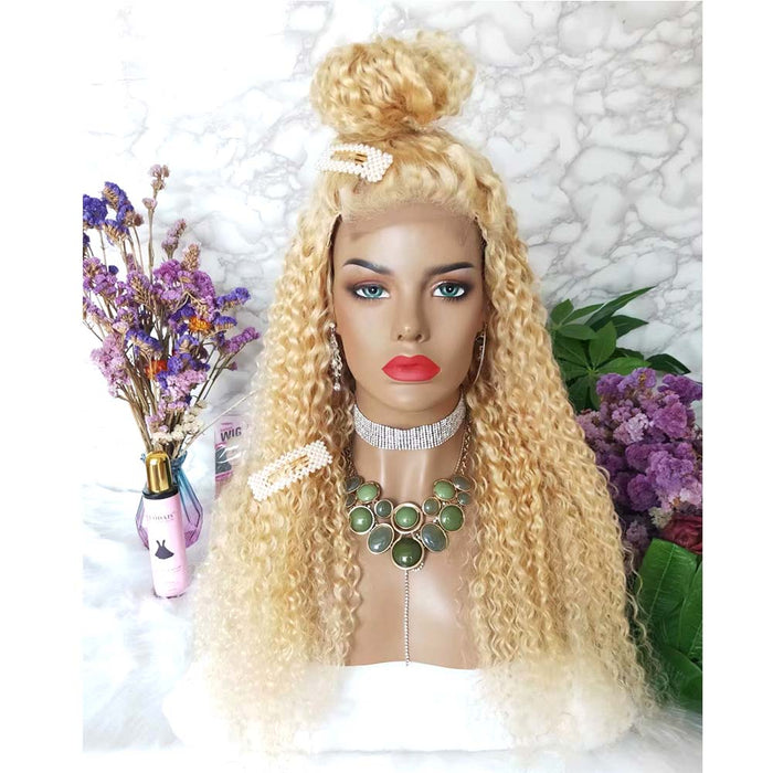 blonde lace closure wig deep wave for African American