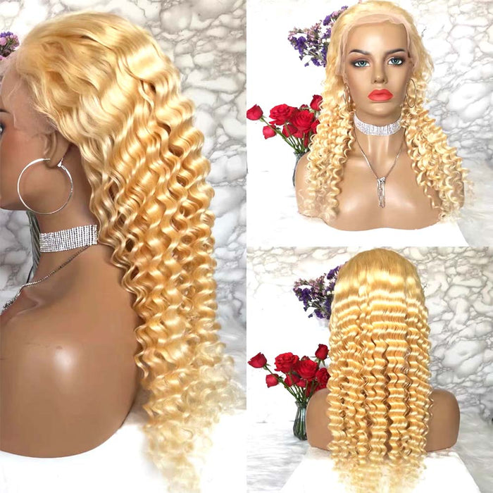 blonde lace wig deep wave for black women