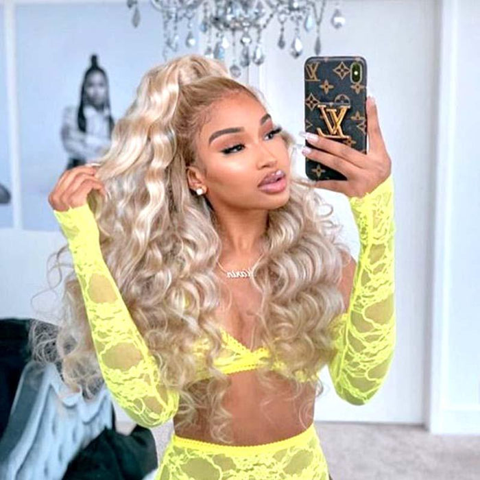 blonde deep wave lace wig for black women