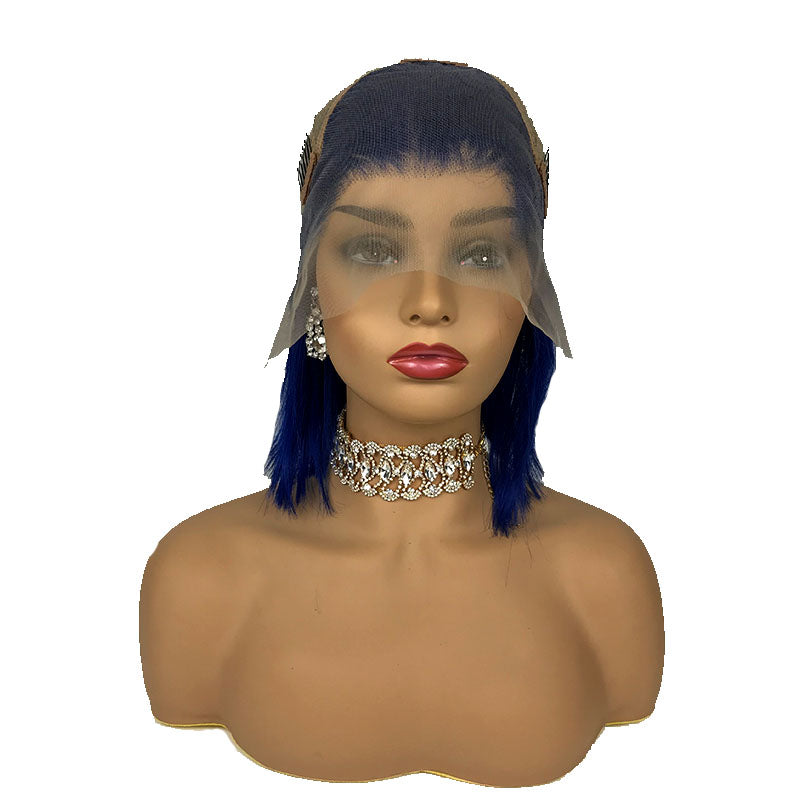  blue black bob wig
