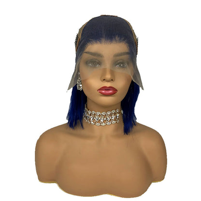  blue black bob wig