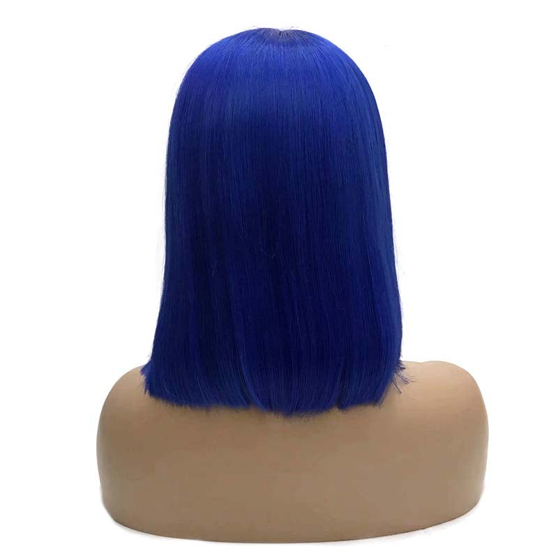 blue bob wig human hair