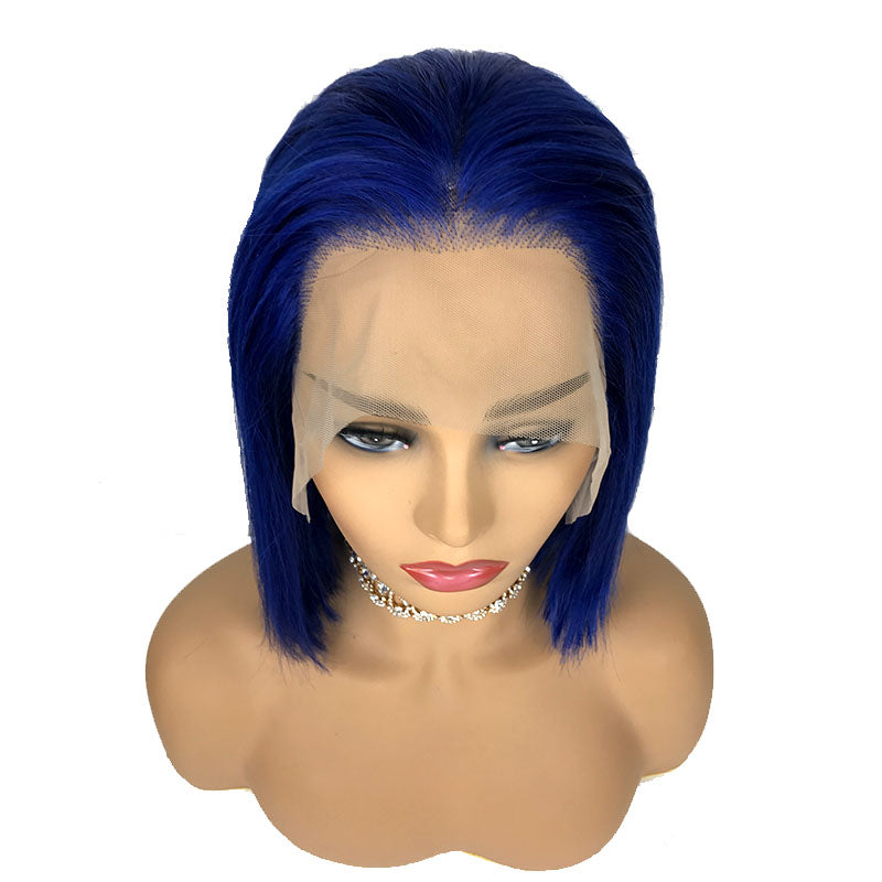blue bob wig