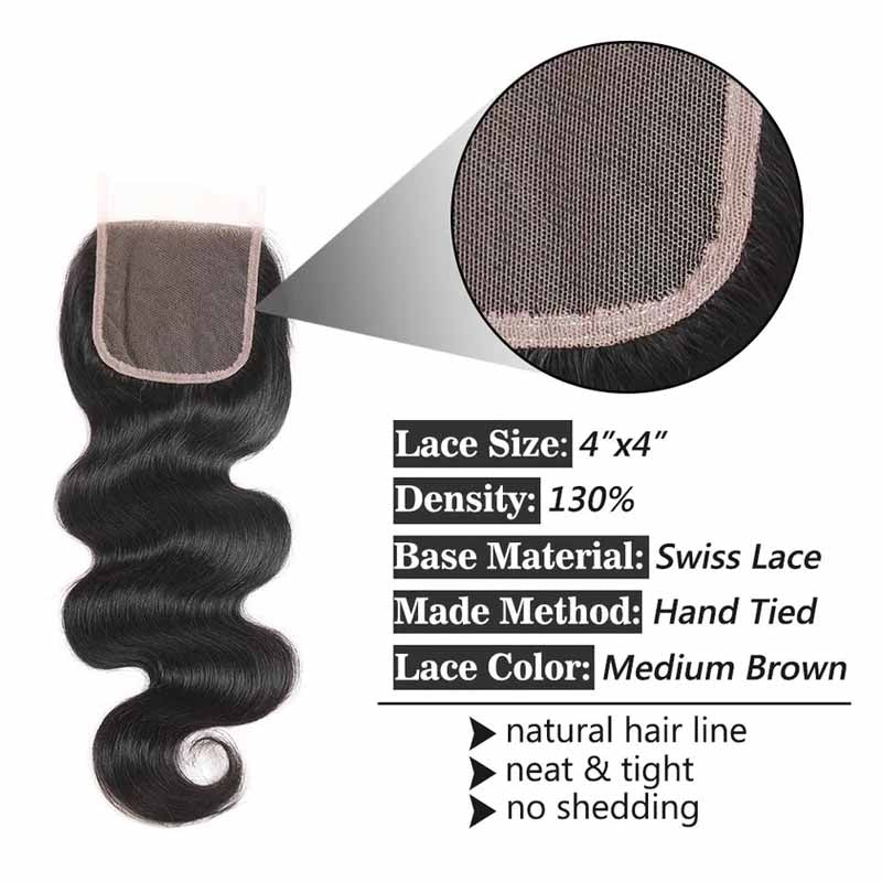 Free Part Body Wave Lace Closures