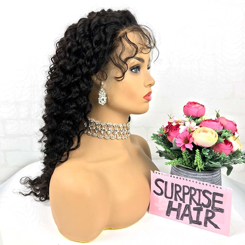 Deep wave lace front wig Brazilian Human Hair Baby hair