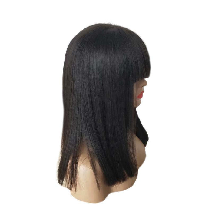 human hair lace wig with bangs 