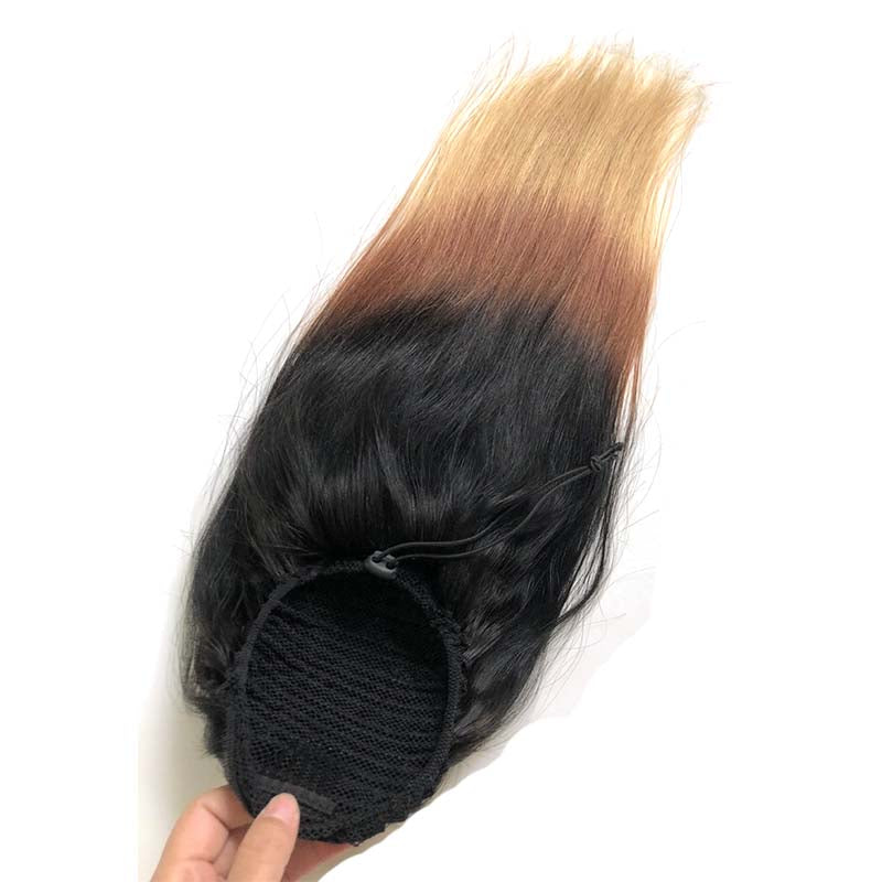 brown ombre ponytail straight human hair