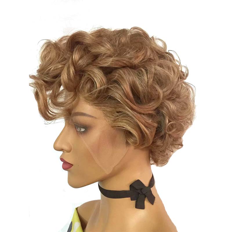 brown pixie cut full lace wig for black women